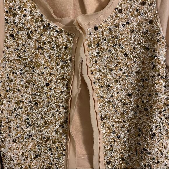 Anthropologie Postmark Light Pink Sequin Cardigan Sweater Small - Picture 8 of 8